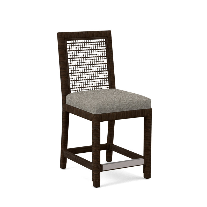 Pine Isle 24" Counter Stool, Sunbrella Beige Pinstripe; 6205-74, Coffee