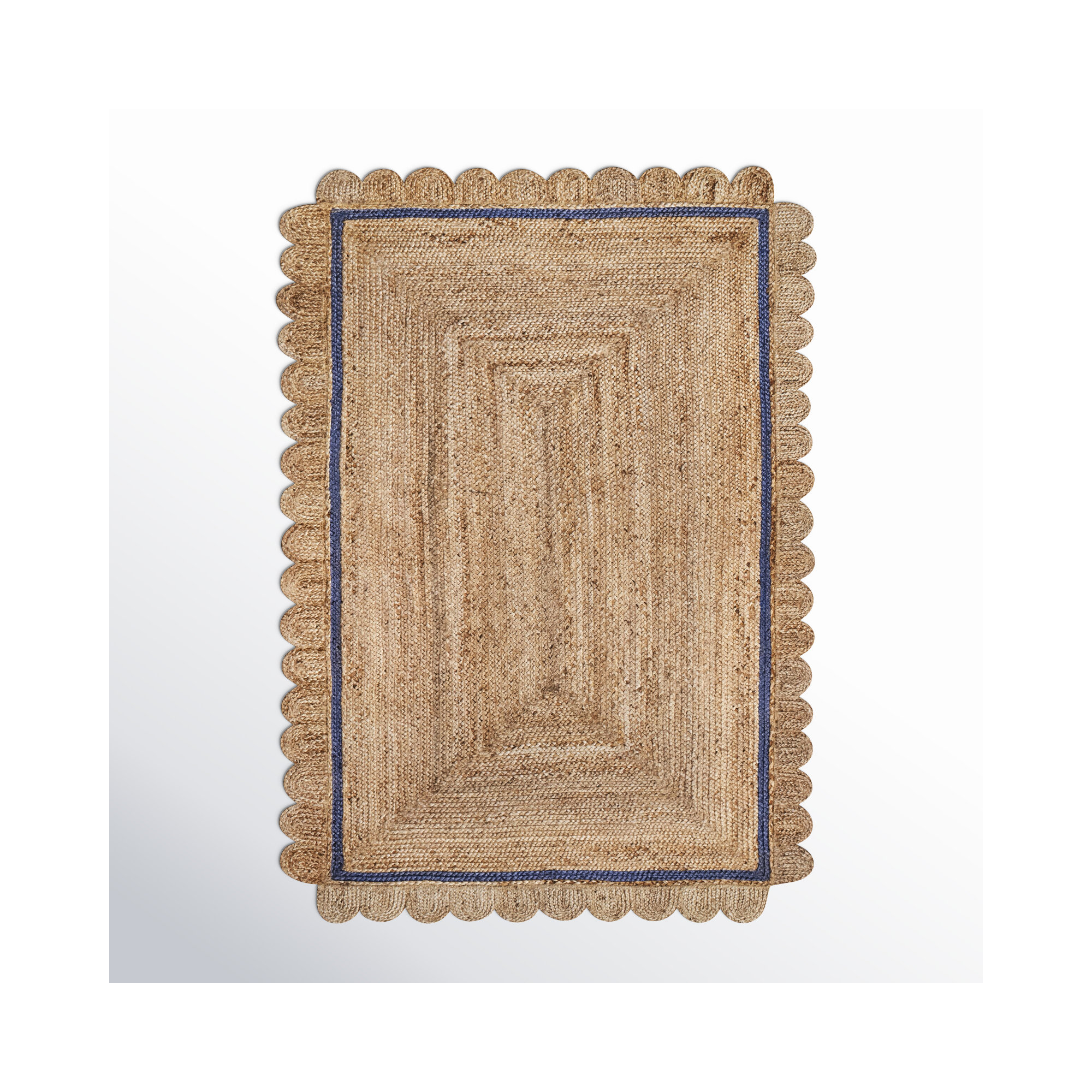 Damask Petals Braided Jute Area Rug, Rectangle 9'6" x 13'6"