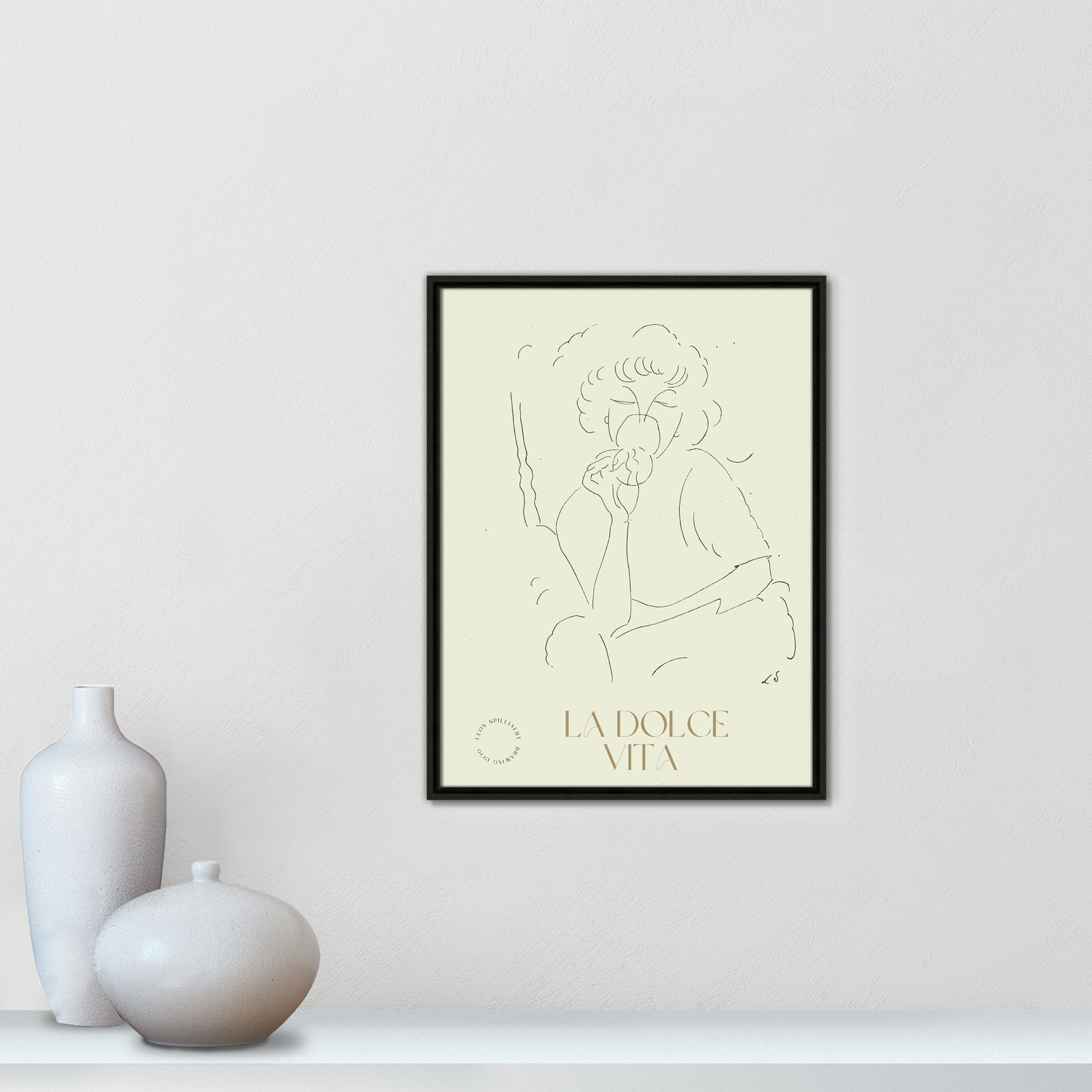 Dottie "La Dolce Vita" Print, 25.5" H x 19.5" W, Espresso