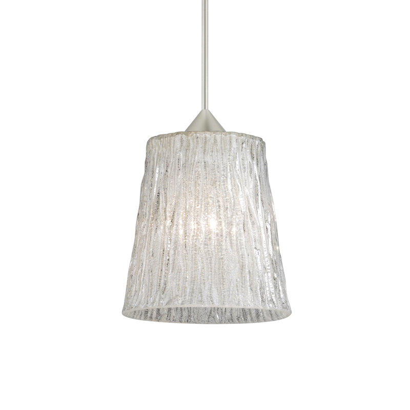 Senesca 1 - Light Single Pendant, Satin Nickel, LED, Glitter Stone
