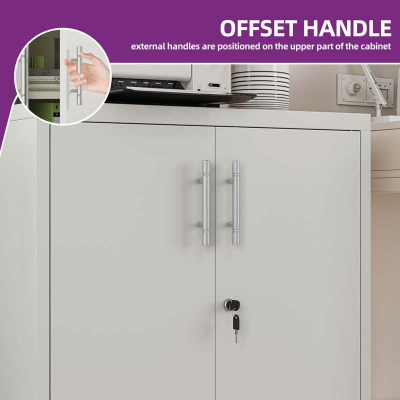 Arild 2 -Door 2 -Shelf Storage Cabinet Steel, White