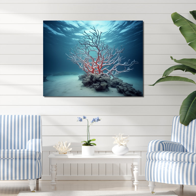 "Pink Branching Coral Serenity", reproduction d'art sur toile, H 12 po x l 20 po, Toile tendue