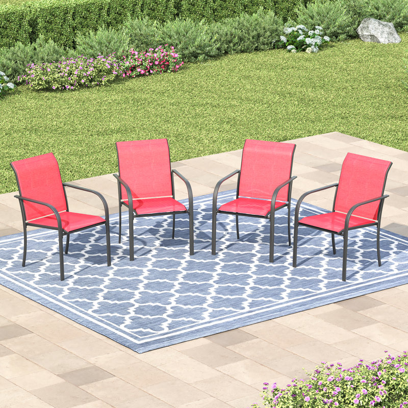Chaises de patio d'extérieur empilables, Rouge