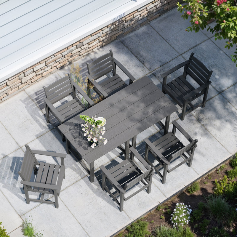 Ensemble repas de patio 7 pièces Bensley, Gris