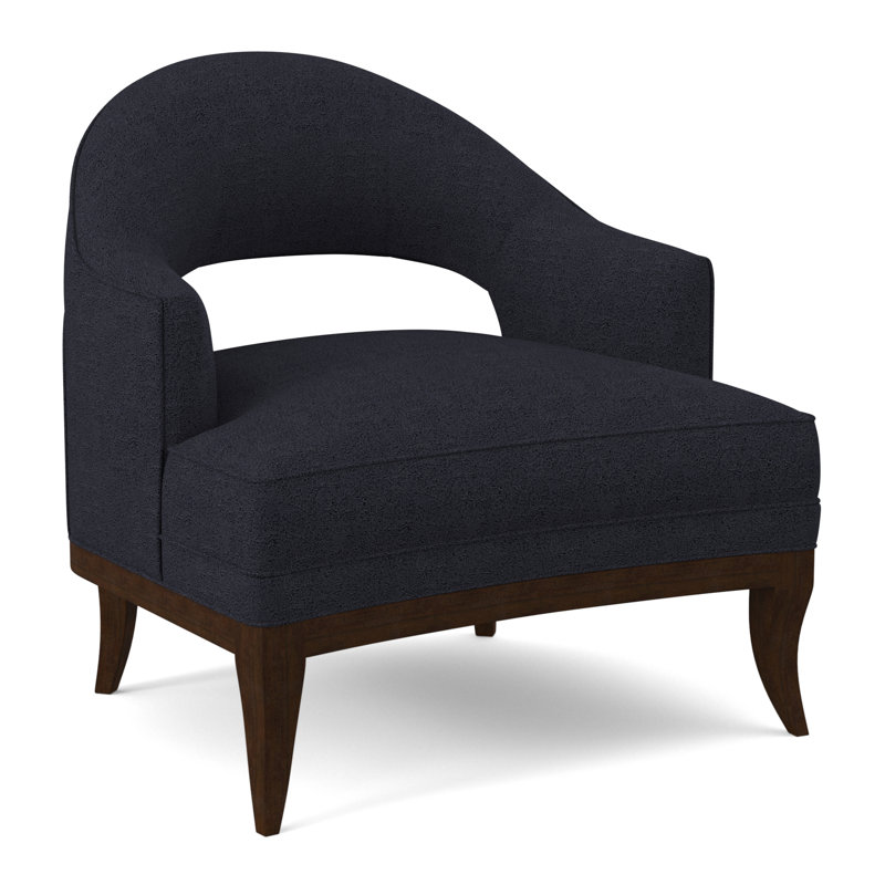 Fauteuil Mariposa, Noyer américain, 100% polyester bleu marine de Venise