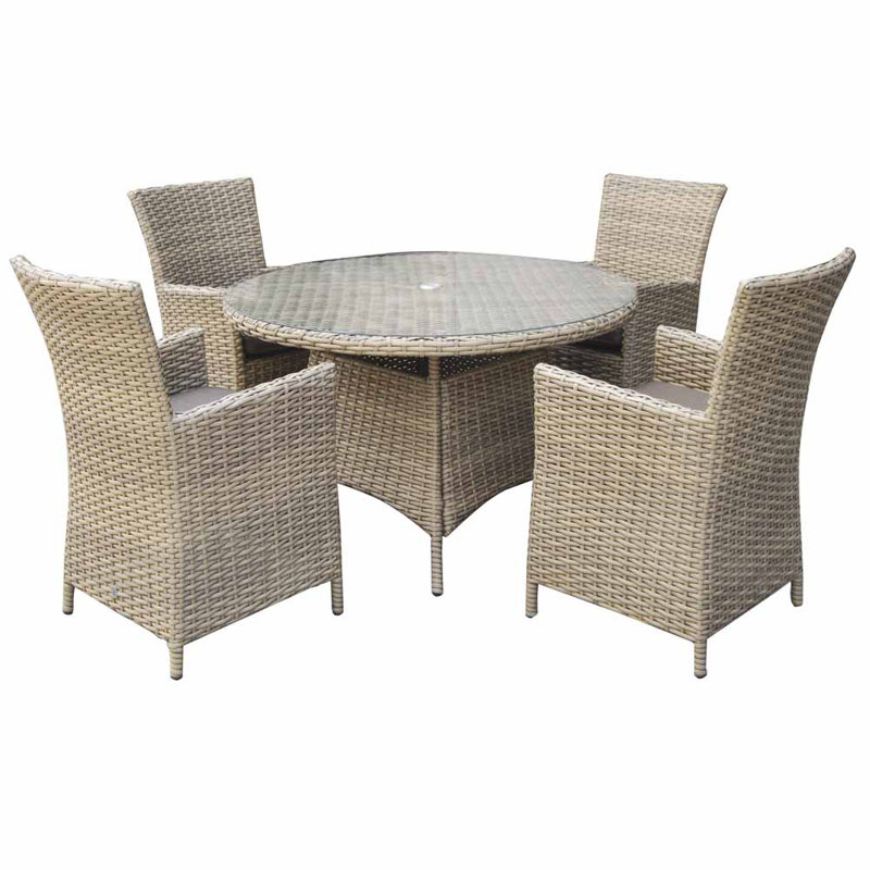 Dakota 4 - Person Wicker Patio Dining Set with Round Table , Cushions Included