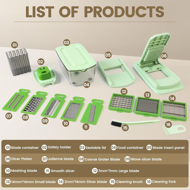 16-in-1 Vegetable Chopper With 8 Blades