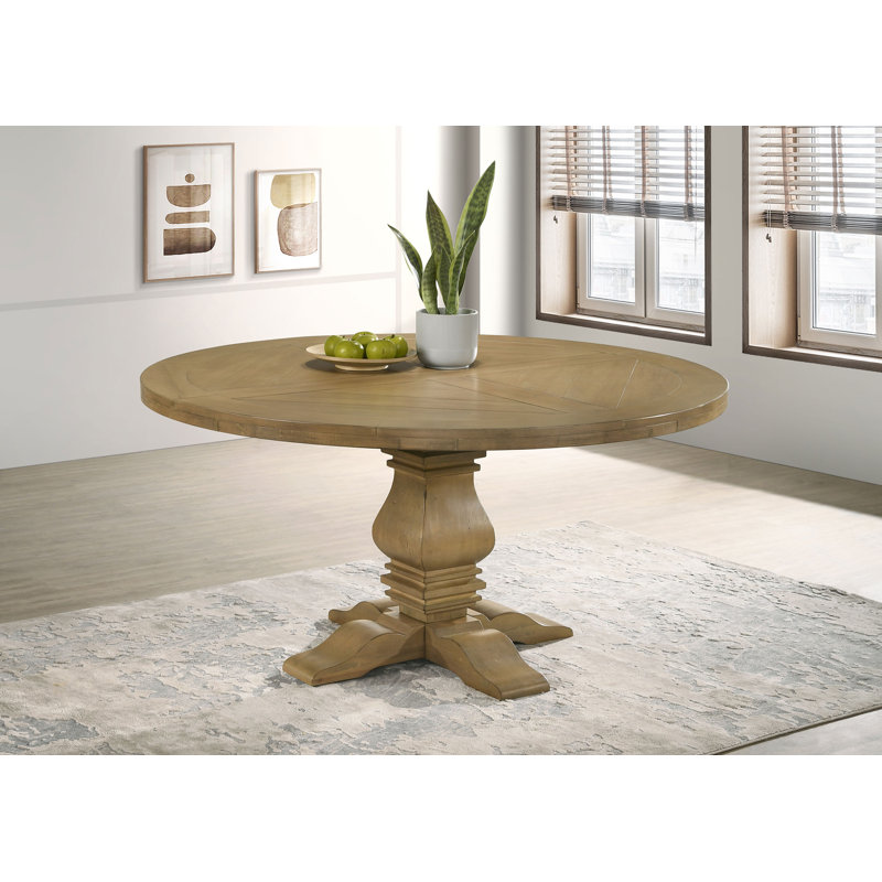 Ingvarda Round Pedestal Dining Table Rustic Smoke