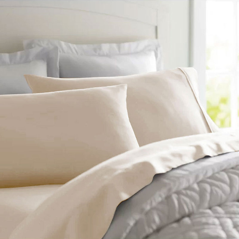 Soft Microfiber Sheet Set - Basics by Wayfair™, Twin Sheet Set with 2 Pillowcases, Cream