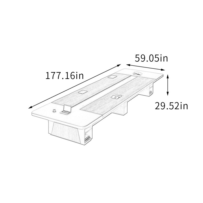 Table de conférence Modern, Noir/gris, H 29,52 po x L 177,16 po x l 59,05 po
