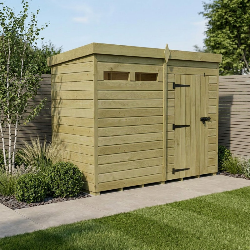 Total Sheds 8ft x 4ft Security Pent Shed - Heavy-Duty Hasp Staple Anti-Tamper - Pressure Treated Timber - UK Manufactured