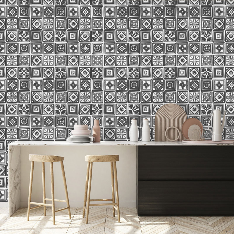 Entwistle Geometric Tile, Vinyl, 10.4" L x 25" W