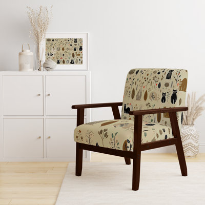 Chaise à accoudoirs décontractée rembourrée Minimalist Forest Animal