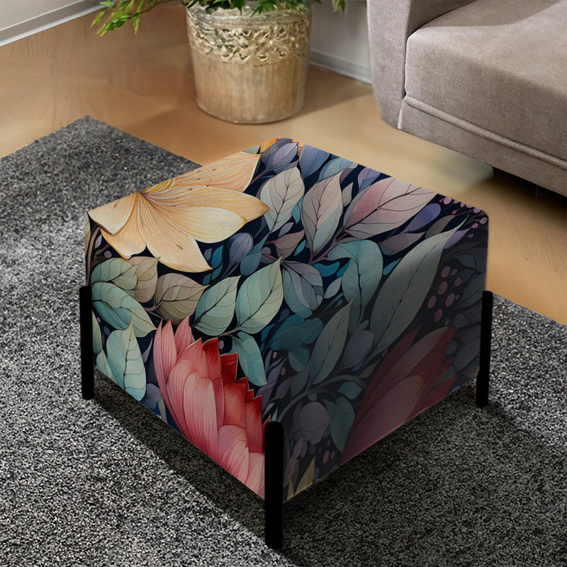 Watercolor Whimsy Red Elegant Floral Grace - Repose-pieds carré floral