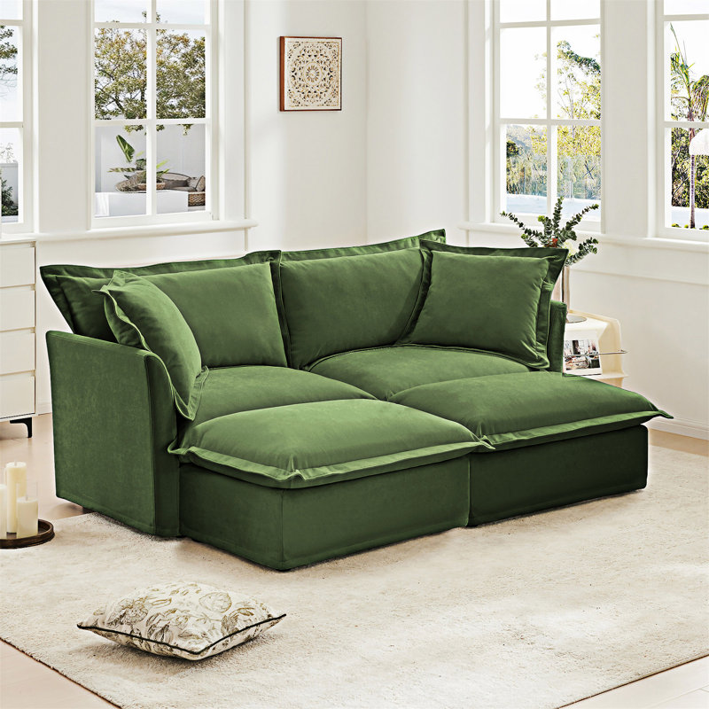 Canapé rembourré avec repose-pieds, Green