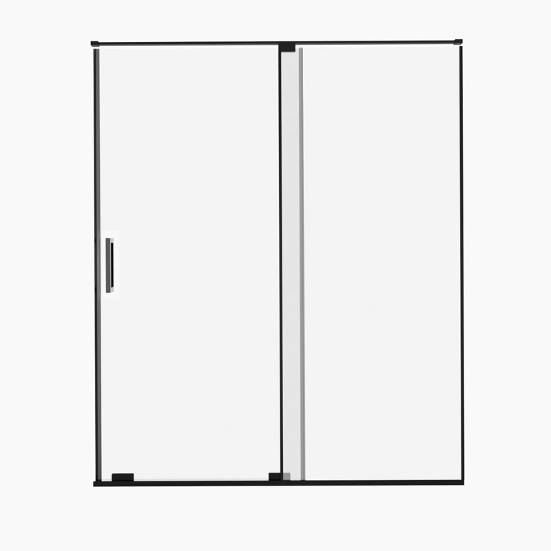 56 - 60" W x 72" H Semi-Frameless Single Sliding Shower Door, 5/16"(8MM) Clear SCGG Tempered Glass
