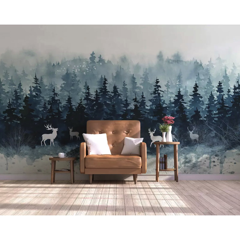 Papier peint amovible forêt forêt, L 48,96 po x l 75 po