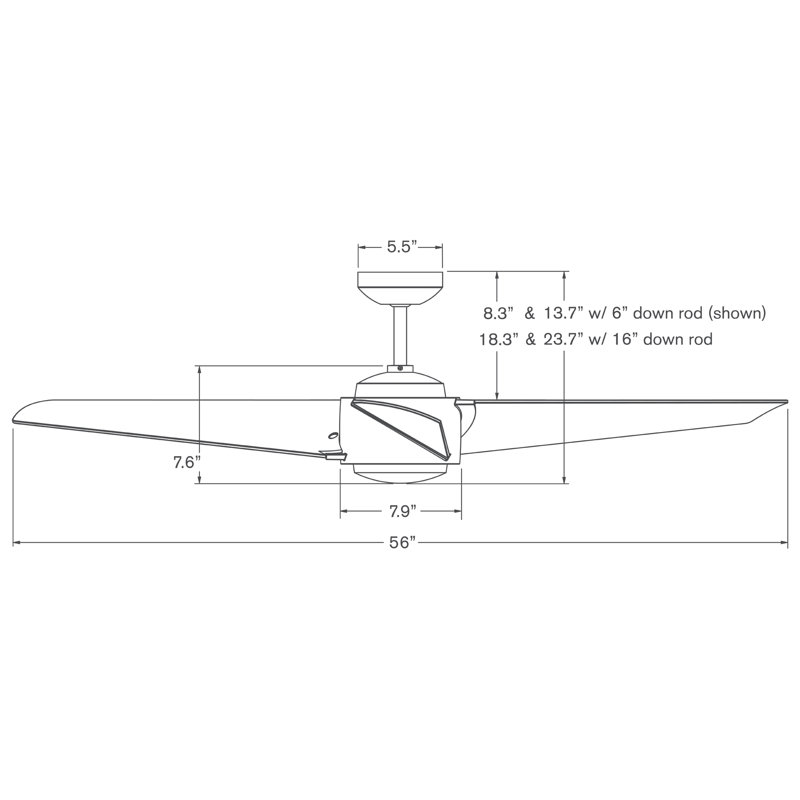 Ambit Downrod Ceiling Fan, Graywash, Matte Black, Handheld Remote Control
