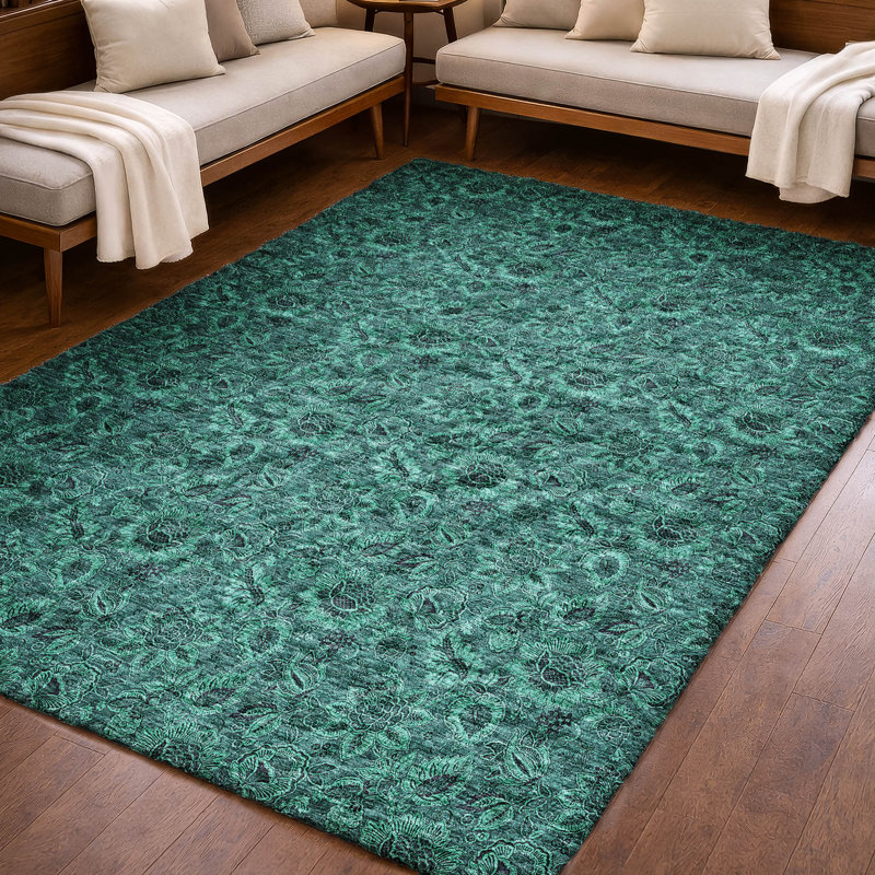 Tapis à poil long de qualité supérieure lavable à la machine ADS661, Teal, 5 pi x 7 pi 6 po