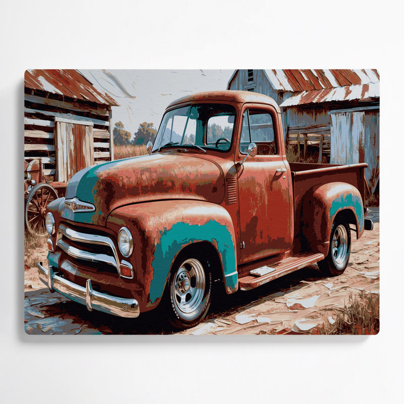Transport, camionnettes rétro, art mural en métal brun, H 11 po x l 14 po x P 0,05 po