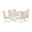 L'ensemble de table de cuisine 6 pièces contient une table de salle à manger rectangulaire avec des pieds en X et 4 chaises Parson en tissu de lin beige clair avec un banc, lin blanc-1625033127