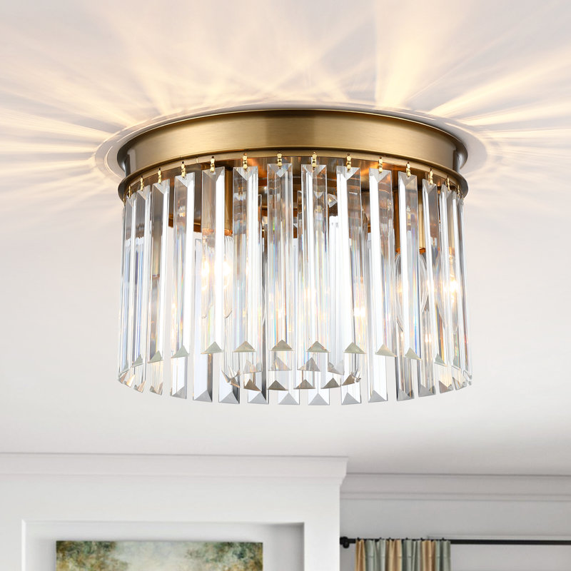 Plafonnier encastré en cristal 3 lumières Krunislava, Doré