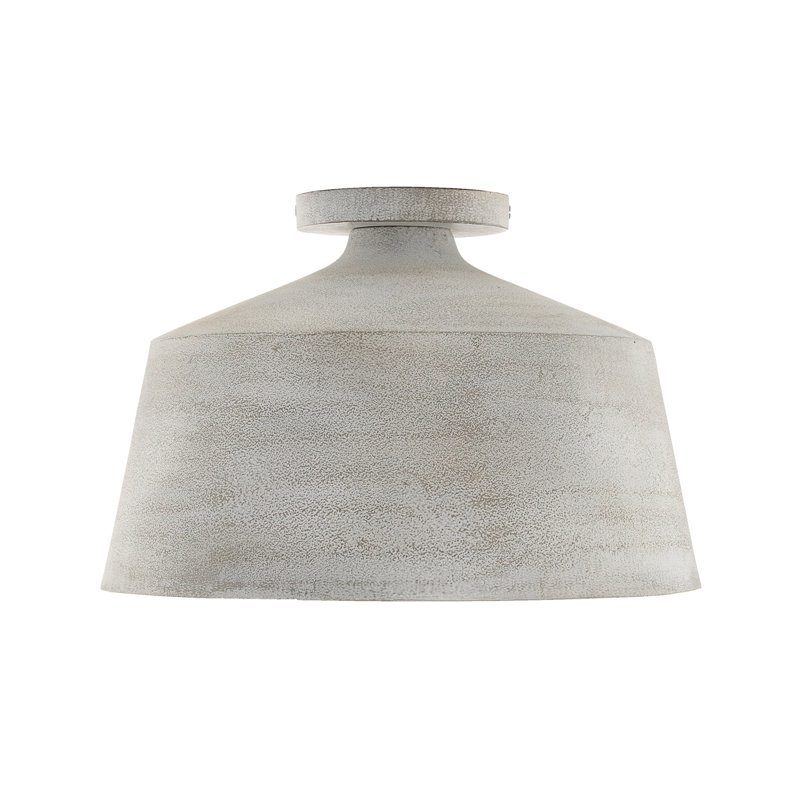 14"W x 9"H Quarry 1-Light Tapered Metal Semi Flush, Stucco