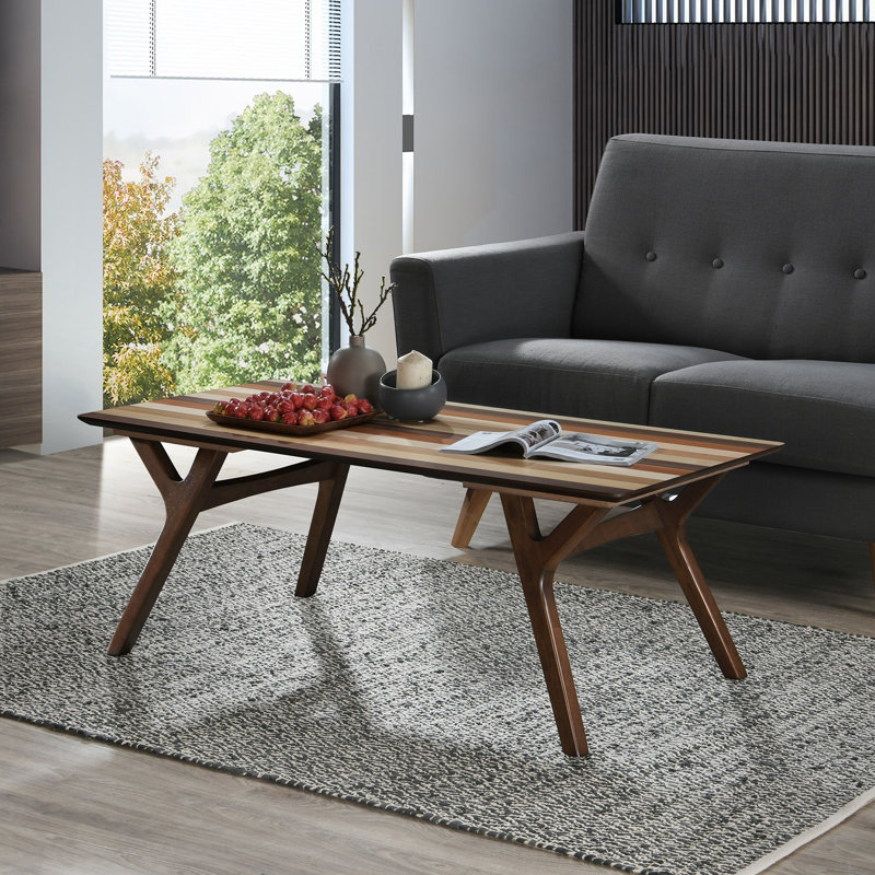 Table basse à 4 pieds, Rayures multicolores