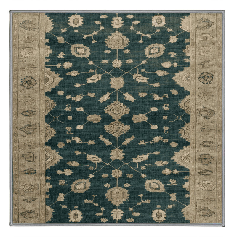 Machine Washable Overdyed Green Area Rug, Square 5'