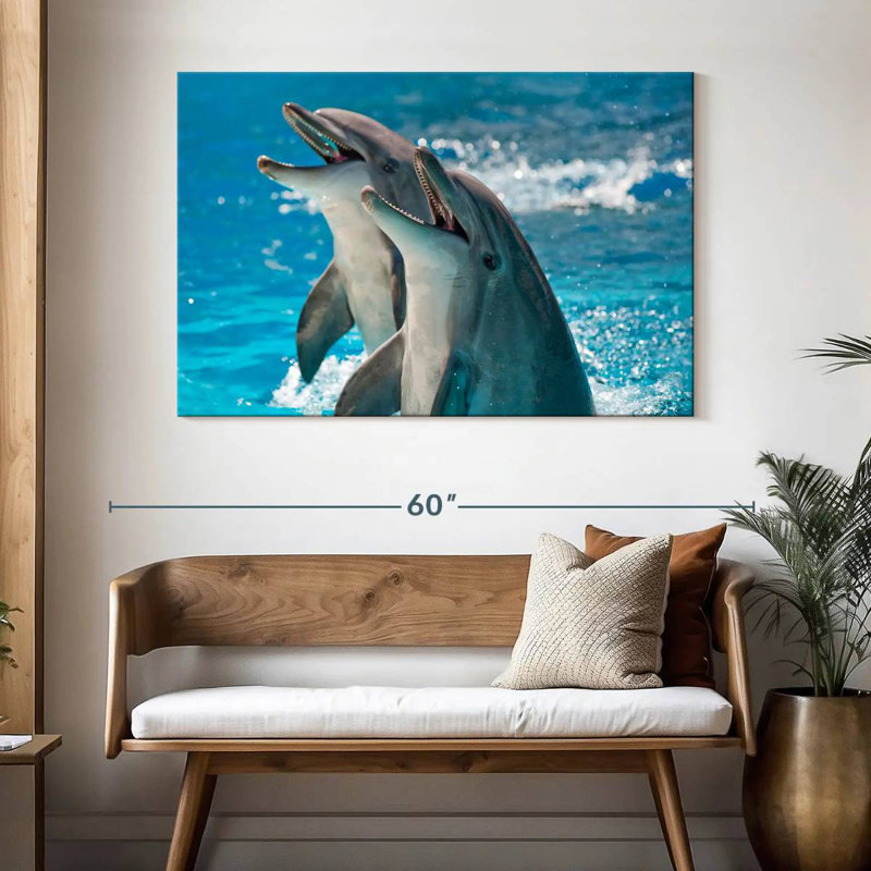 Excited Dolphins, 32" H x 48" W