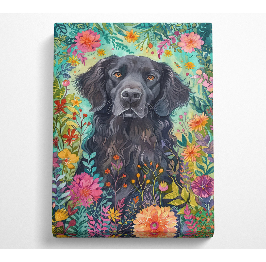 Retriever Blumen Canvas Druck