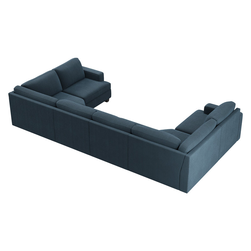 Anureet Modular U-Shaped Sectional, Blue Corduroy