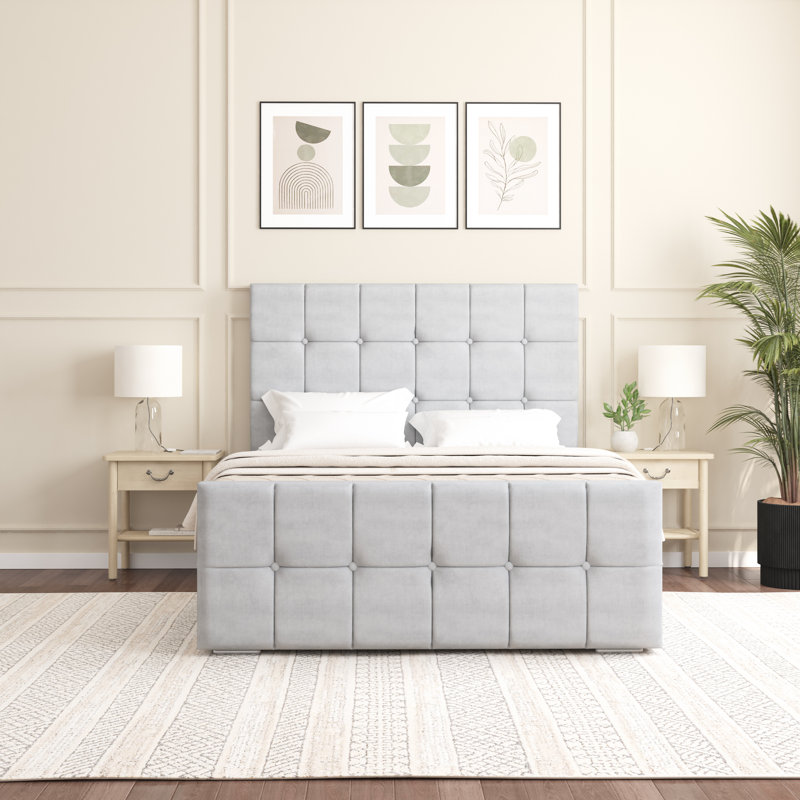 Oakpark Upholstered Bed Frame, Single (3'), Light Silver