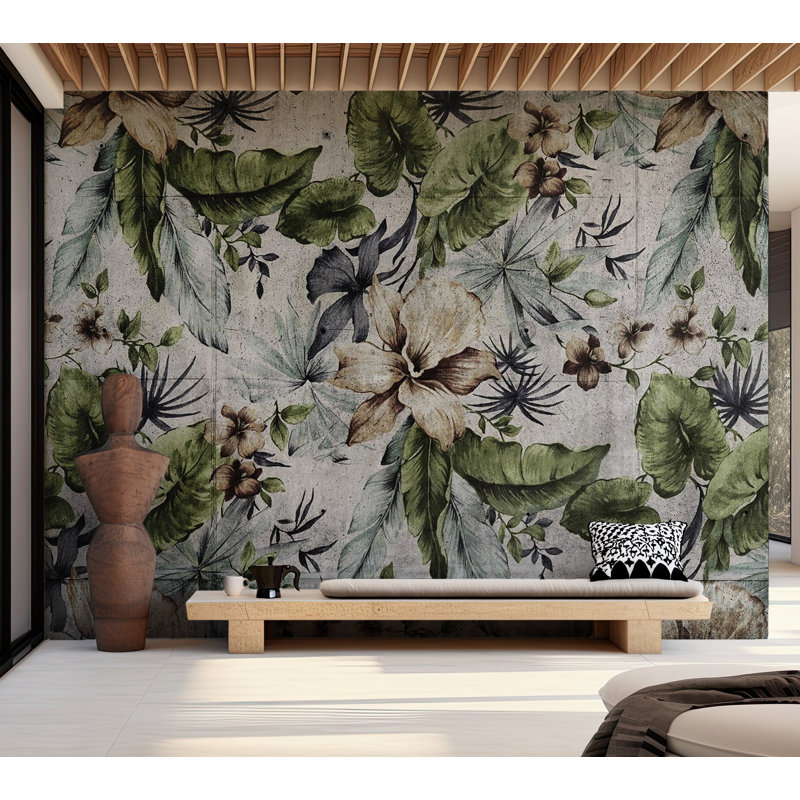 Murale florale Auralee, Vert, L 57 po x L 41 po