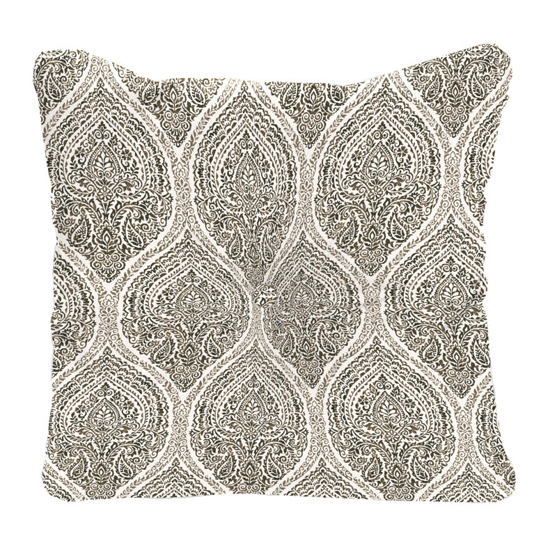 24" x 24" Tufted Outdoor Chair Back Cushion with Button (Set of 2), Brown Paisley