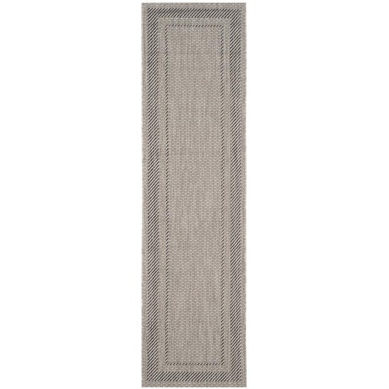 Reid Performance Solid Color Indoor/Outdoor Area Rug, Beige/Black, Runner 2'3" x 10'
