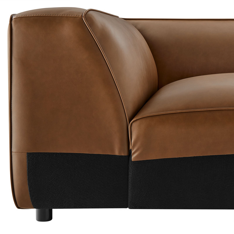 Fauteuil d'angle rembourré Auren, Similicuir café