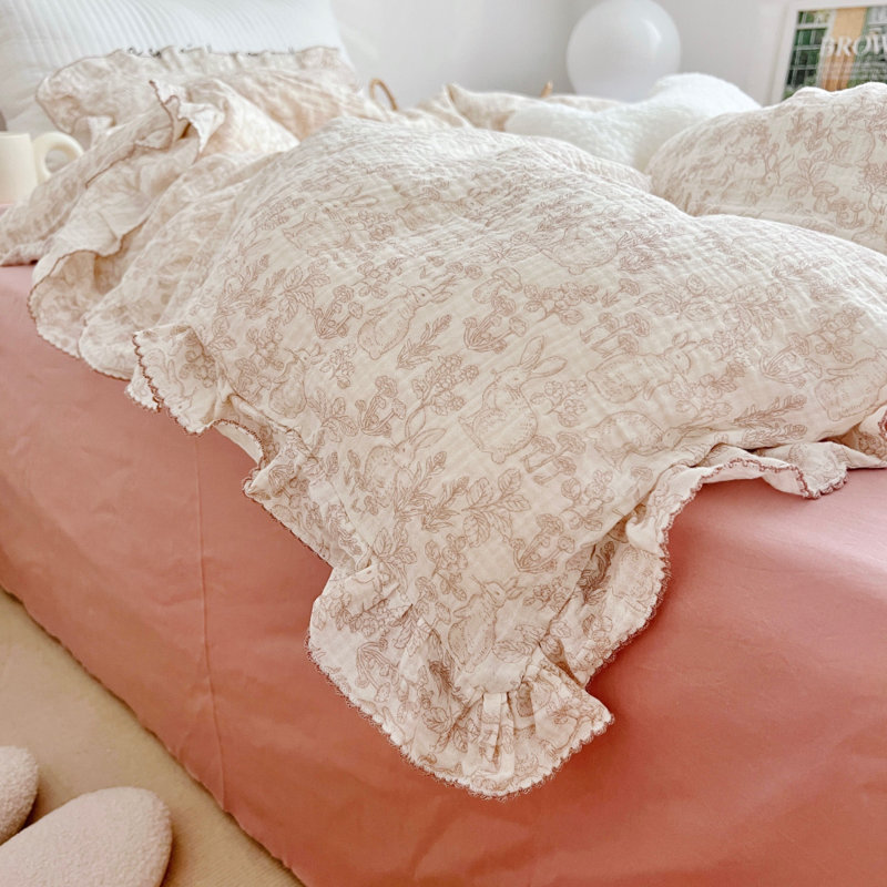 Ensemble de housse de couette minimaliste en mousseline de coton pour enfants (sans taies d'oreiller), Lit simple