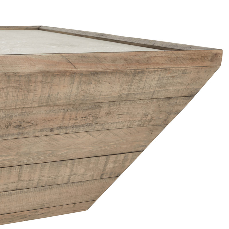 Dalton Square Reclaimed Pine Wood Coffee Table with Concrete Top