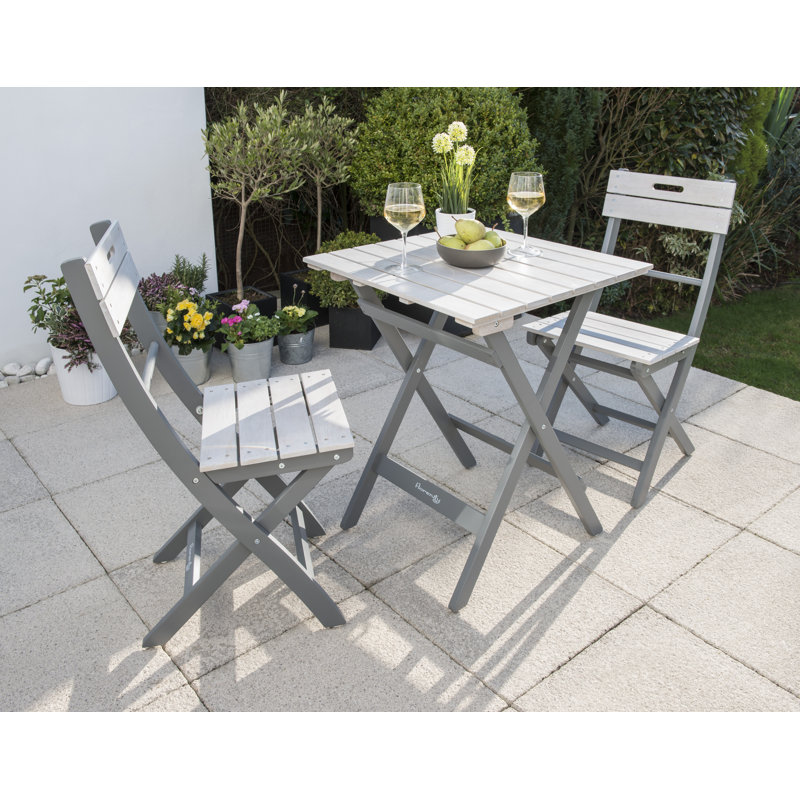 Lillie 2 - Person Wood Patio Dining Set with Square Table, Grey