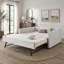 Lit de jour rembourré avec lit gigogne escamotable, structure de canapé beige en tissu de lin capitonné à rayures verticales, lit de repos d'invité robuste pour chambre à coucher, salon, chambre d'amis