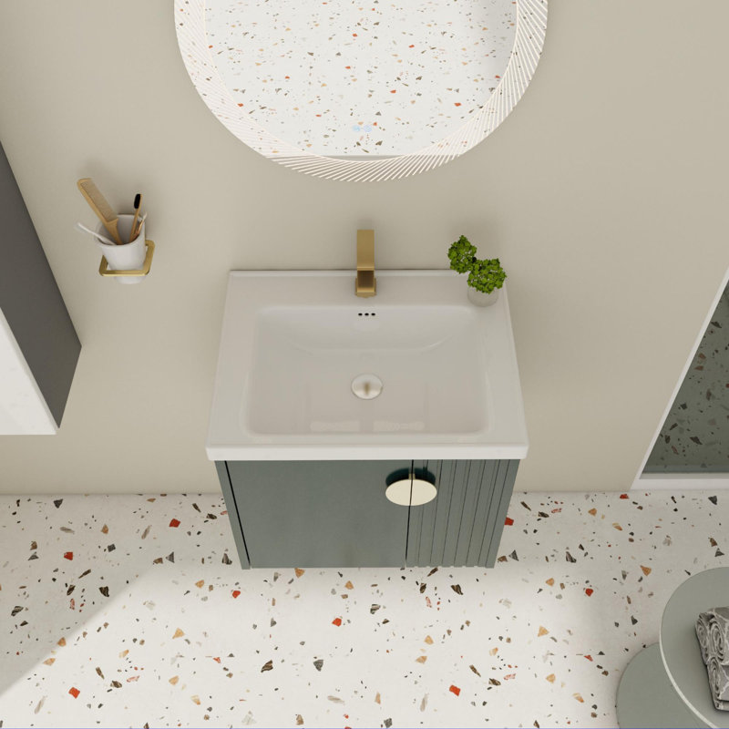 Ensemble de meuble-lavabo simple 24 po avec plateau en céramique Eindhoven, Vert