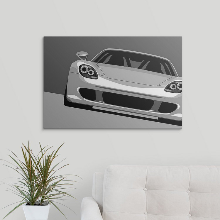 Impression d'art graphique «Carrare GT» par Deschamps, H 32 po x l 44 po x P 1 po, Cadre blanc