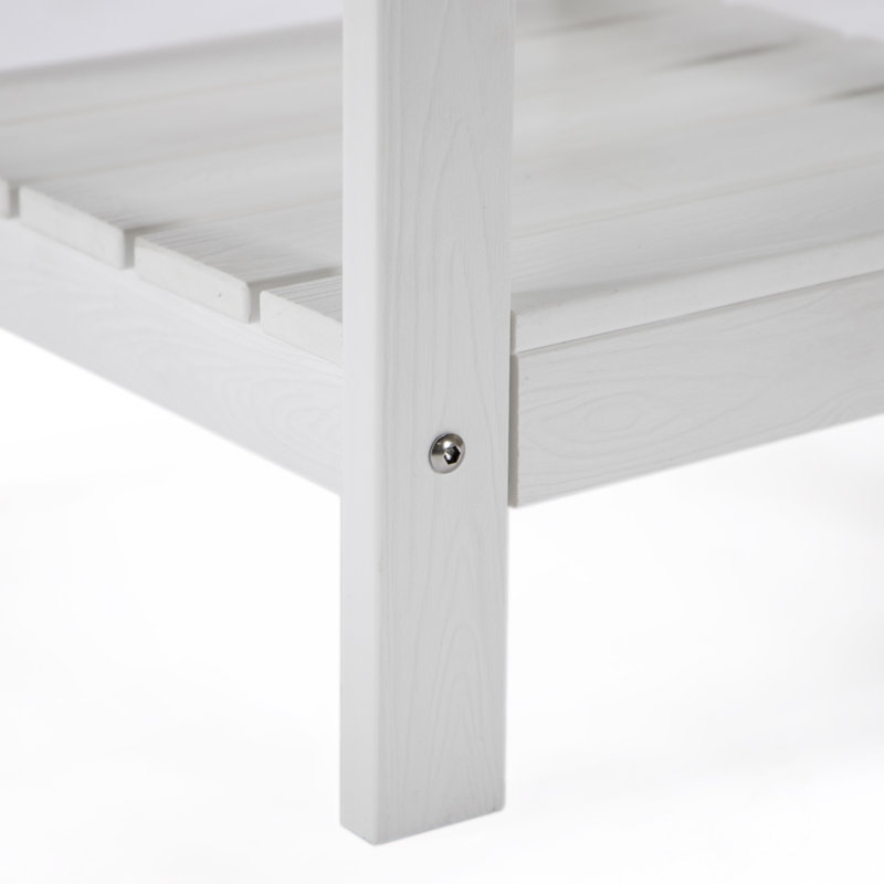 Table d'appoint extérieure Emalynn résistante aux intempéries et facile d'entretien, Blanc