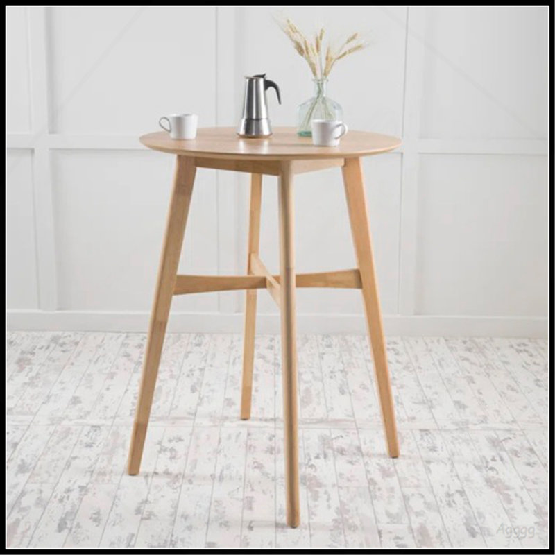 Table de bar ronde Mid-Century moderne - 42 po de hauteur avec pieds fuselés pour la cuisine, la salle à manger ou le bar maison