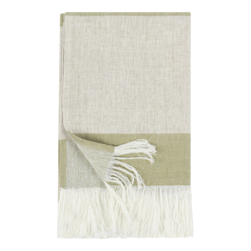 Talara Hand Woven Blanket, Green/Natural