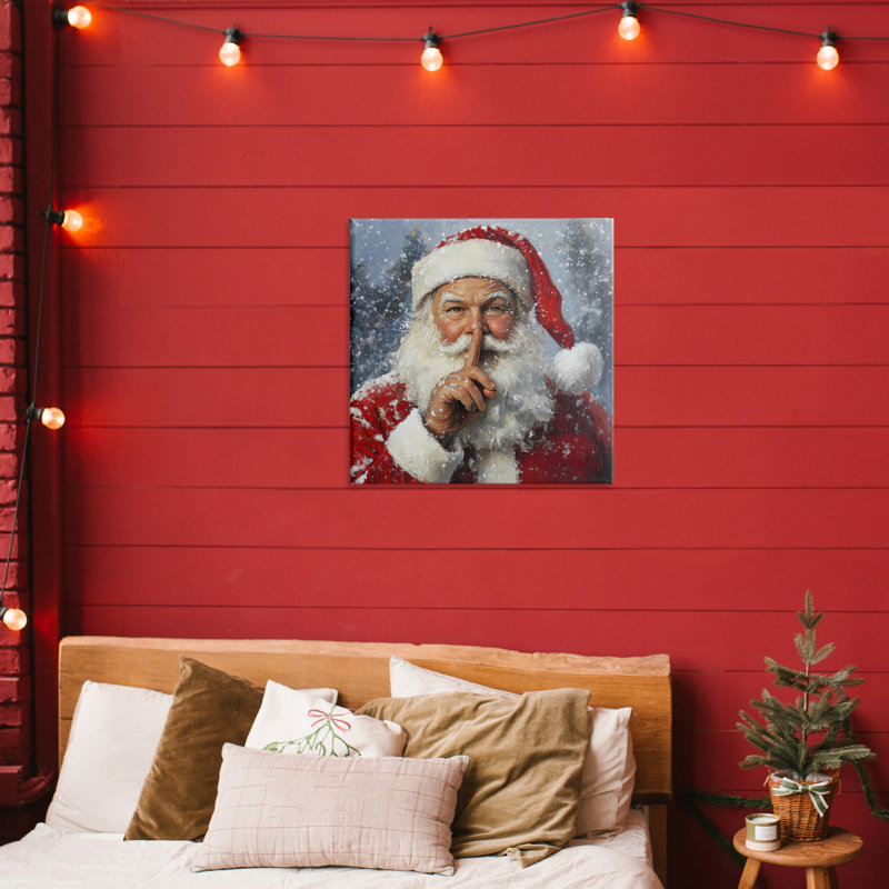Toile du Père Noël secret, design par Petal Prints Design, H 24 po x l 24 po