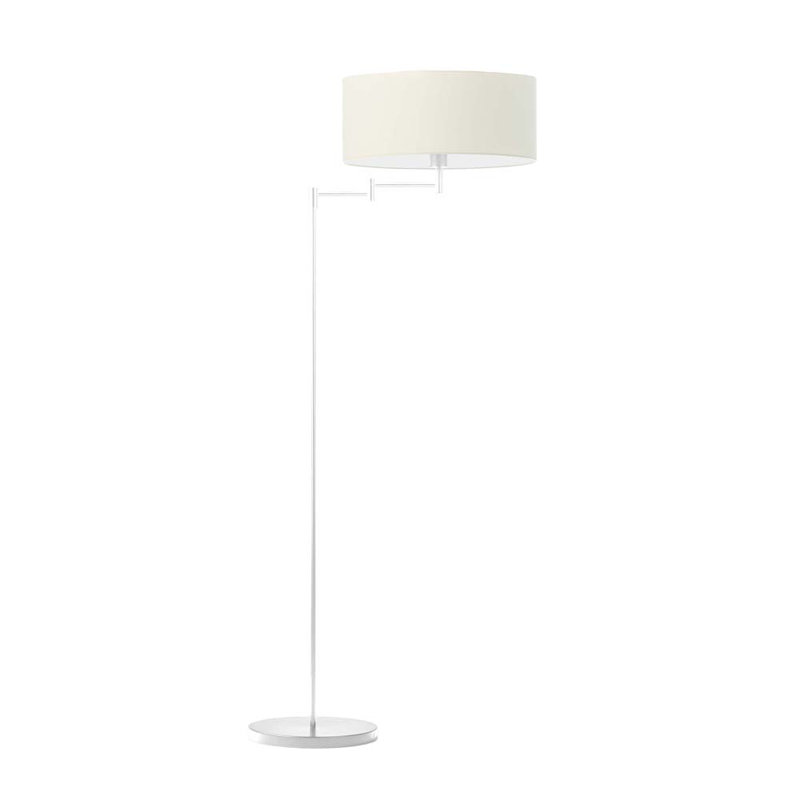 Korin 155cm Swing Arm Floor Lamp, Ecru, White