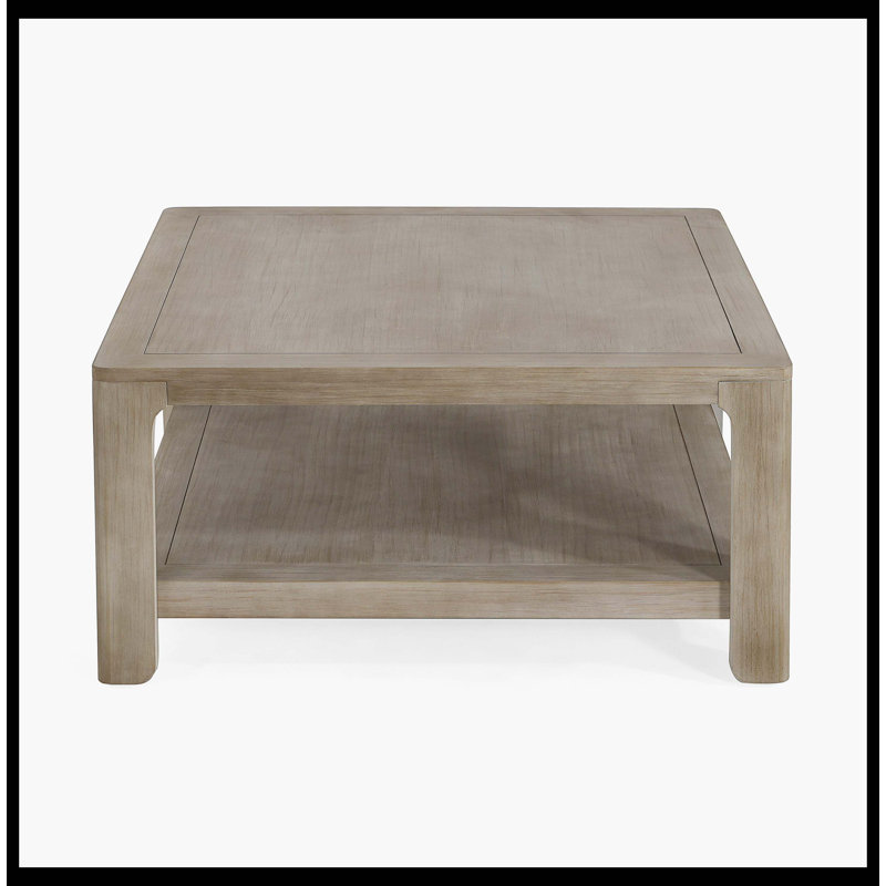 Table basse carrée avec rangement, frêne clair