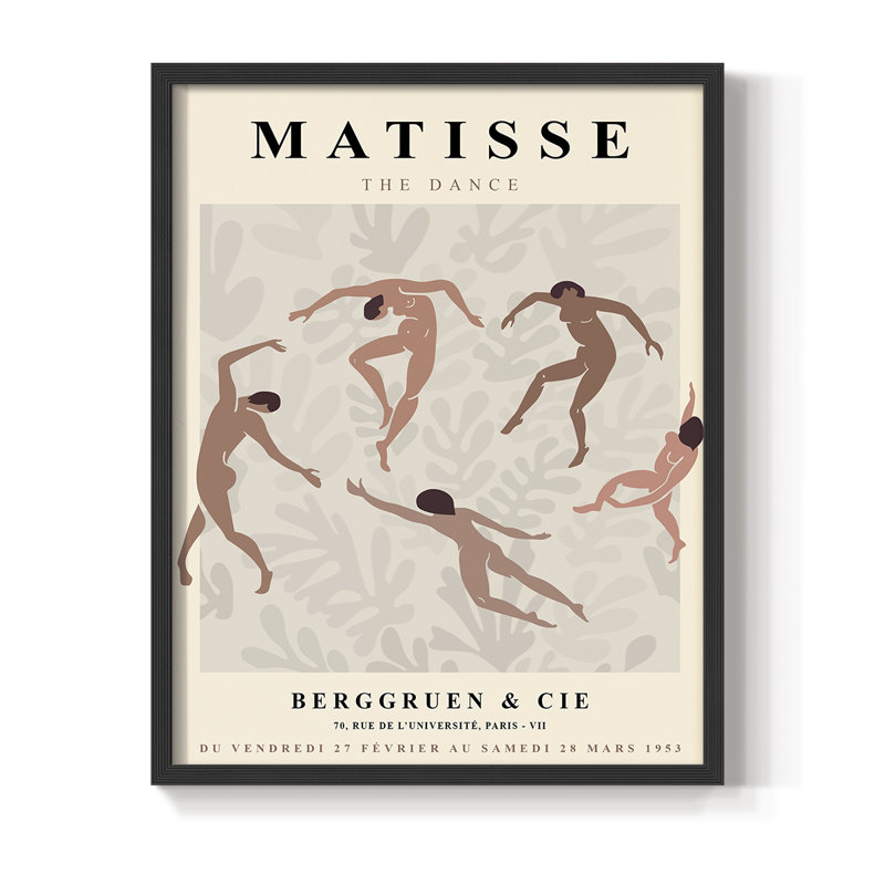 Matisse CXCIX Framed Print - Solid Wood, Black, 14" H x 11" W
